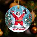 2 x Weight Lifting Christmas Ornament 2025, Double Sided Ceramic Ornaments for Christmas Tree Decor, for Women, Gifts for Gym Lovers, Funny Santa Ornaments
