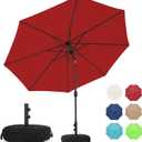 Sundale Outdoor 9FT Patio Umbrella with Sand Bag Umbrella Base, Outdoor Umbrella with Tilt and Crank, Red
