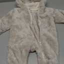 Newborn Baby Snowsuit Fleece Lined Onesie Outfits Warm Hooded Romper for Infant (0-3M, Footed-beige)