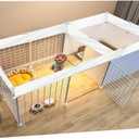 Dog Playpen Indoor with Door, DIY Puppy Play Pen Portable Metal Wire Yard Fence Small Animal Exercise Cage for Small-Sized Dog (White(Middle)