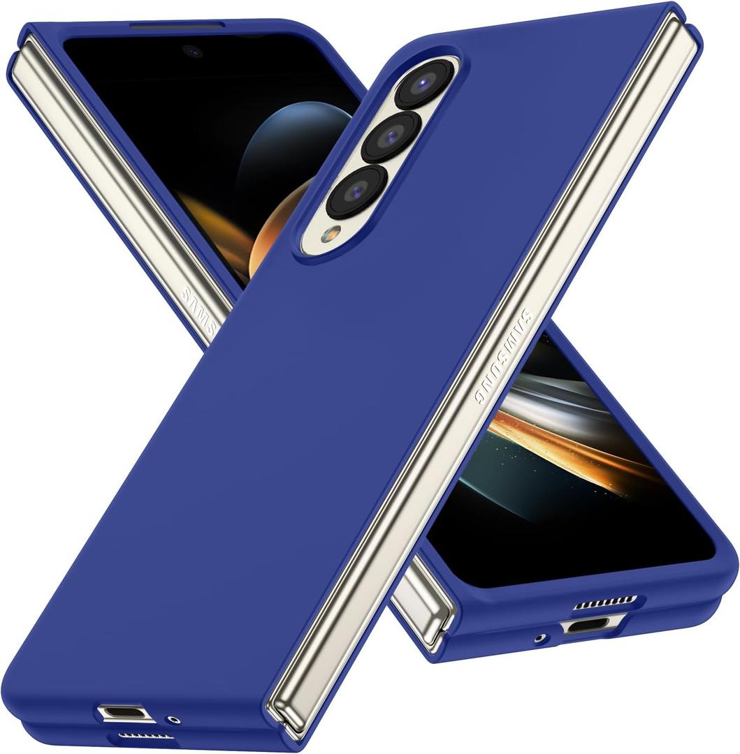 for Galaxy Z Fold 4 Case, Matte PC Case for Women Men Girls Boys Drop Protection Shockproof Slim Thin Cute Cover for Galaxy Z Fold 4, Blue 10.70