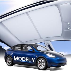 Zanch Tesla Model Y Sunshade Roof [2025 Cooling Tech, UV Reflective] Magnetic No Sag Foldable Roof Glass Sun Shade for Model Y (2020-2025) Tesla Accessories 2026 2025- Grey