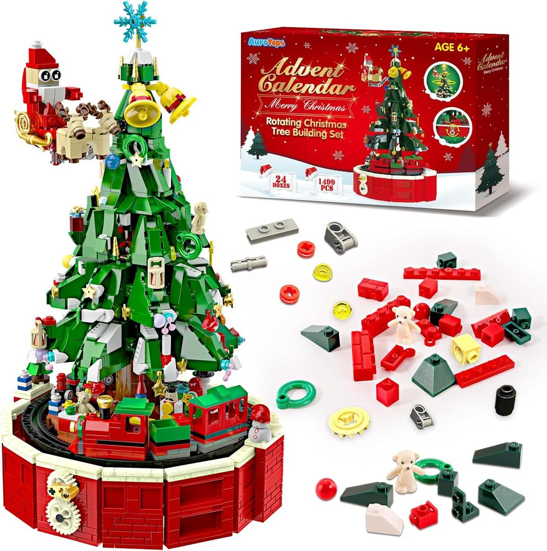 Christmas Tree Building Blocks Set,1499 PCS Building Toys for Kids Boys Girls Toy Bricks Christmas Gifts for Kids Adults Teen Boys&Girls Advent Calendar 2025 Christmas Decorations Home Decor