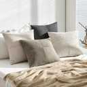 ANRODUO Pack of 4 Decorative Throw Pillows for Couch Neutral Gray 16x16 Inch Boho Cozy Soft Corduroy Cushion Covers Farmhouse Accent Pillowcases for Mid Century Summer Home Decor Sofa Bed Living Room