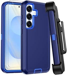 for Samsung Galaxy S25 Case with Belt Clip Holster,[2 Screen Protector& Kickstand] Heavy Duty Rugged 3-Layer Military Grade Drop Protection Phone Case,Shockproof Full Body Protective Cover 
