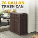 DWVO 76 Gallon Double-Bin Outdoor Trash Can, Waterproof Resin Garbage Can with Tiered Lid and Drip Tray for Patio, Kitchen, Deck, and Backyard, Brown