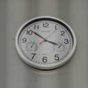 8 Inch White Wall Clock, Sweep Silent Movement Accurate Clocks with Temperature & Humidity, Decorative for Kitchen/Living Room/Bedroom/Office/School/Classroom