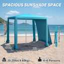 Beach Cabana-6.6x6.6Beach Canopy with Side Wall,Portable Umbrella Tent with Sand Pockets for Family & Friends,Easy Up Beach Sun Shelter for Outdoor Patios,Backyards,and Camping,Blue