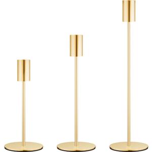 zeochyni French Gold Candlestick Holders Set of 3, Decor Taper Candle Holder for Wedding, Dinning, Party,Fits 3/4 Inch Thick Candle