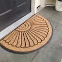 Kempf Sunburst Half Round Coco Coir Doormat, 18" x 30" - Natural Fiber Semi-Circle Welcome Mat with Non-Slip Rubber Backing - Heavy Duty Outdoor Entrance Mat for Front Door & Porch