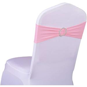 Pack of 50 Spandex Pink Chair Sashes for Wedding Elastic Chair Bows Sashes Bands Buckles Fitting Birthday Party Anniversary Events Ceremony Bridal Baby Shower Decorations