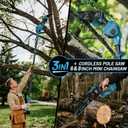 3-in-1 Cordless Pole Saw & 6 Inch 8 Inch Mini Chainsaw for Makita 18V Battery(NOT Included), Electric Chain Saw w/Extension Pole, 15Ft Max Power Pole Chainsaw for Tree Trimming, Wood Cutting