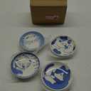 VanEnjoy Small Cute Ceramic Dishware Sets, Kawaii Cat Plates, Blue Shushi Plate Set Of 4, Japanese Plates, Dessert Plates Ceramic