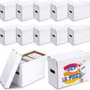 Fuyoooo 15 Pack White Comic Book Storage Boxes, Holds 150-175 Comics, Stackable Comic Short Bin Organizer Cardboard Box for Collapsible Magazine Book Collecting Supplies (15.4 x 7.5 x 11.4 Inch)