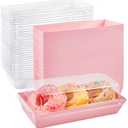 Ocmoiy Charcuterie Boxes with Clear Lids, 50 Pack Pink Bakery Boxes, Cookie Boxes, Small Treat Boxes for Pastry, Sandwich, Cupcakes, Strawberries, Dessert To Go Containers