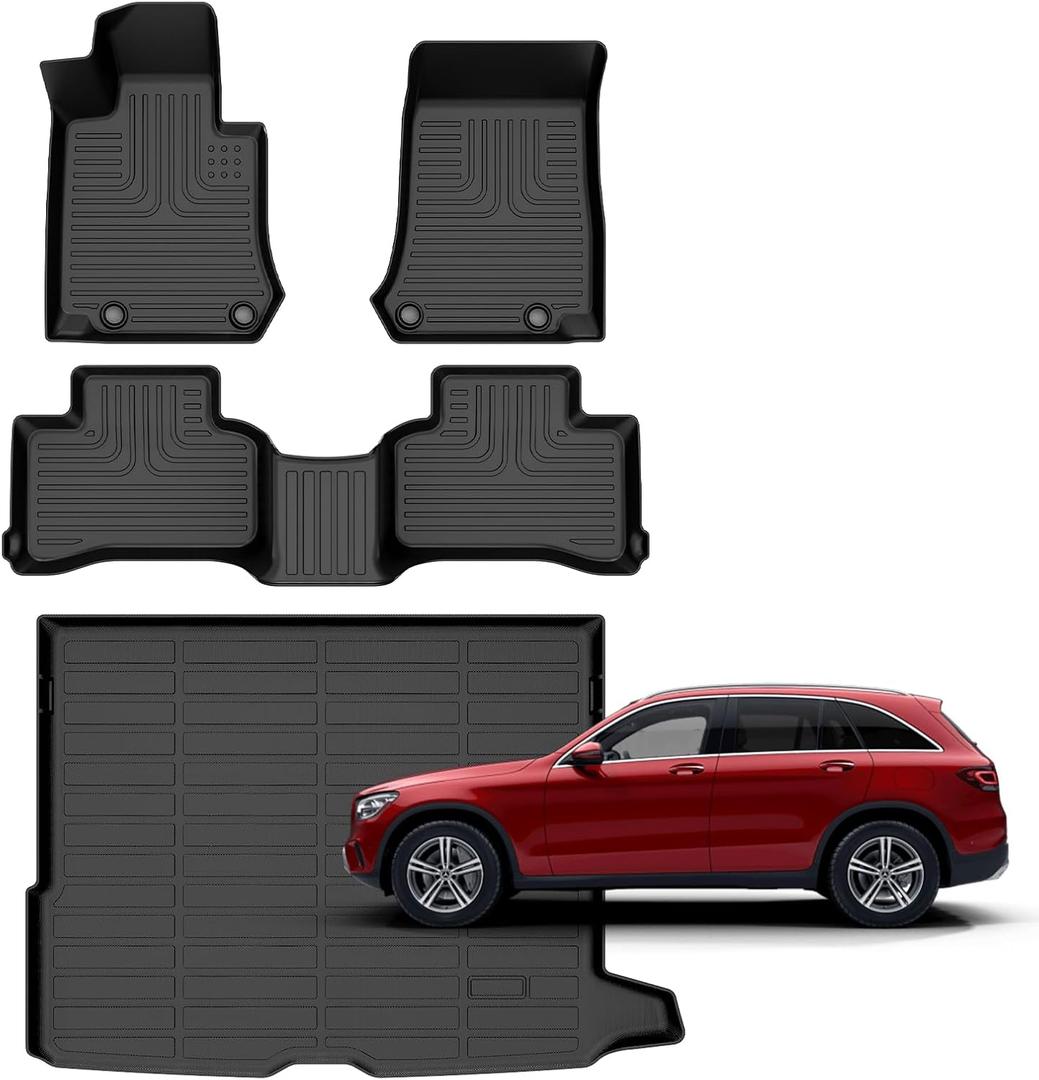 for Mercedes Benz GLCGLC 250GLC 300GLC 350e (Not for Coupe) Floor Mats 2016-2022,Car Mats for Mercedes Benz GLC 2016-2022 All Weather Anti-Slip Floor Mats Cargo Liner Accessories