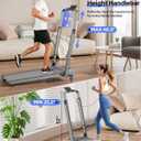 Walking Pad with 12% Incline/Adjustable Height Handle Bar, Upgraded 3.5HP Walking Pad with Handle Bar, 4 in 1 Foldable Treadmill with Incline, Electric Portable Treadmills for Home 350LBS, LED Display