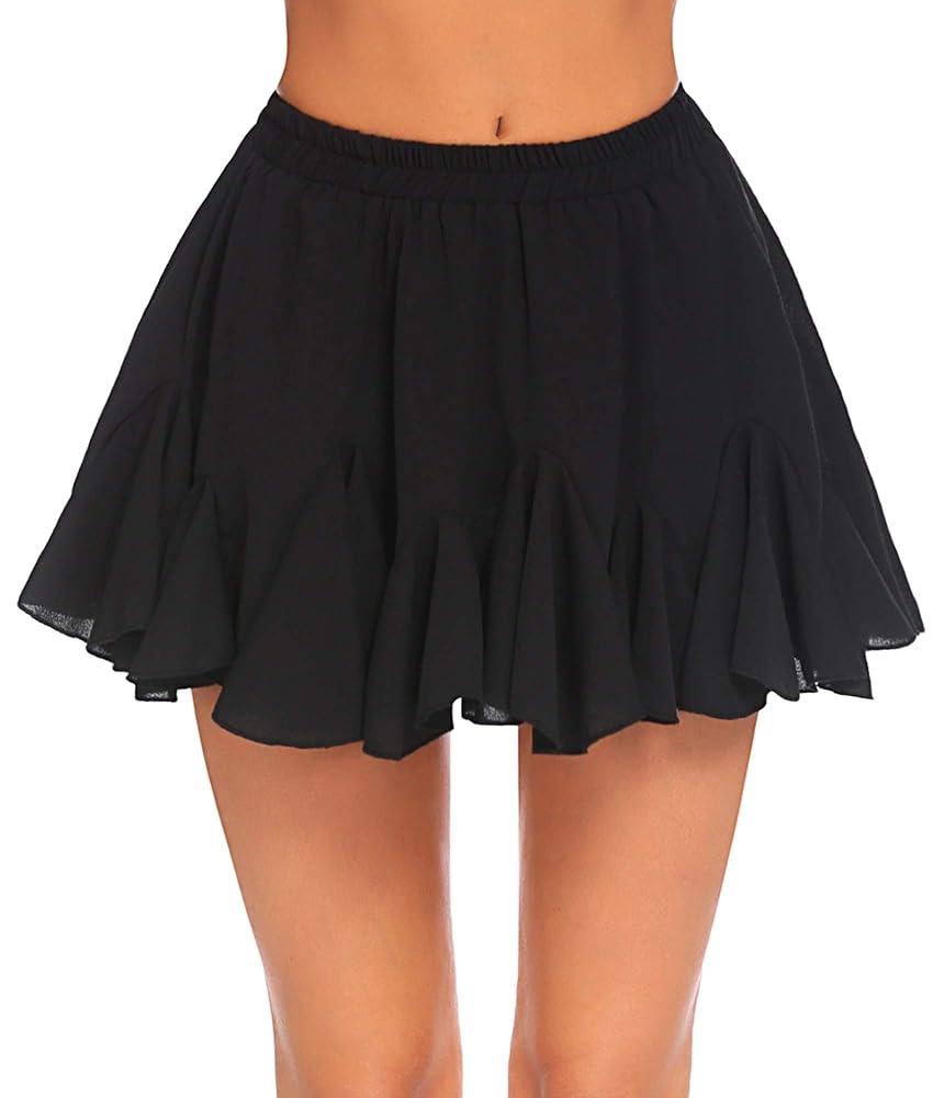 Avidlove Women's Pleated Skater Skirt Black Size XL