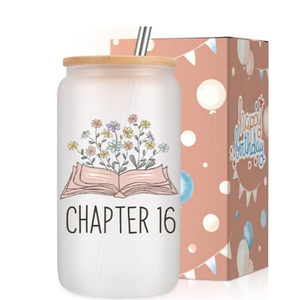 Coolife Chapter 16 Glass Cup, 16th Birthday Gifts for Girls, Sweet 16 Gifts for 16 Year Old Girl, Sweet Sixteen, 2010 Daughter Granddaughter Her Happy Sixteenth Bday Present Idea, 16oz Coffee Tumbler