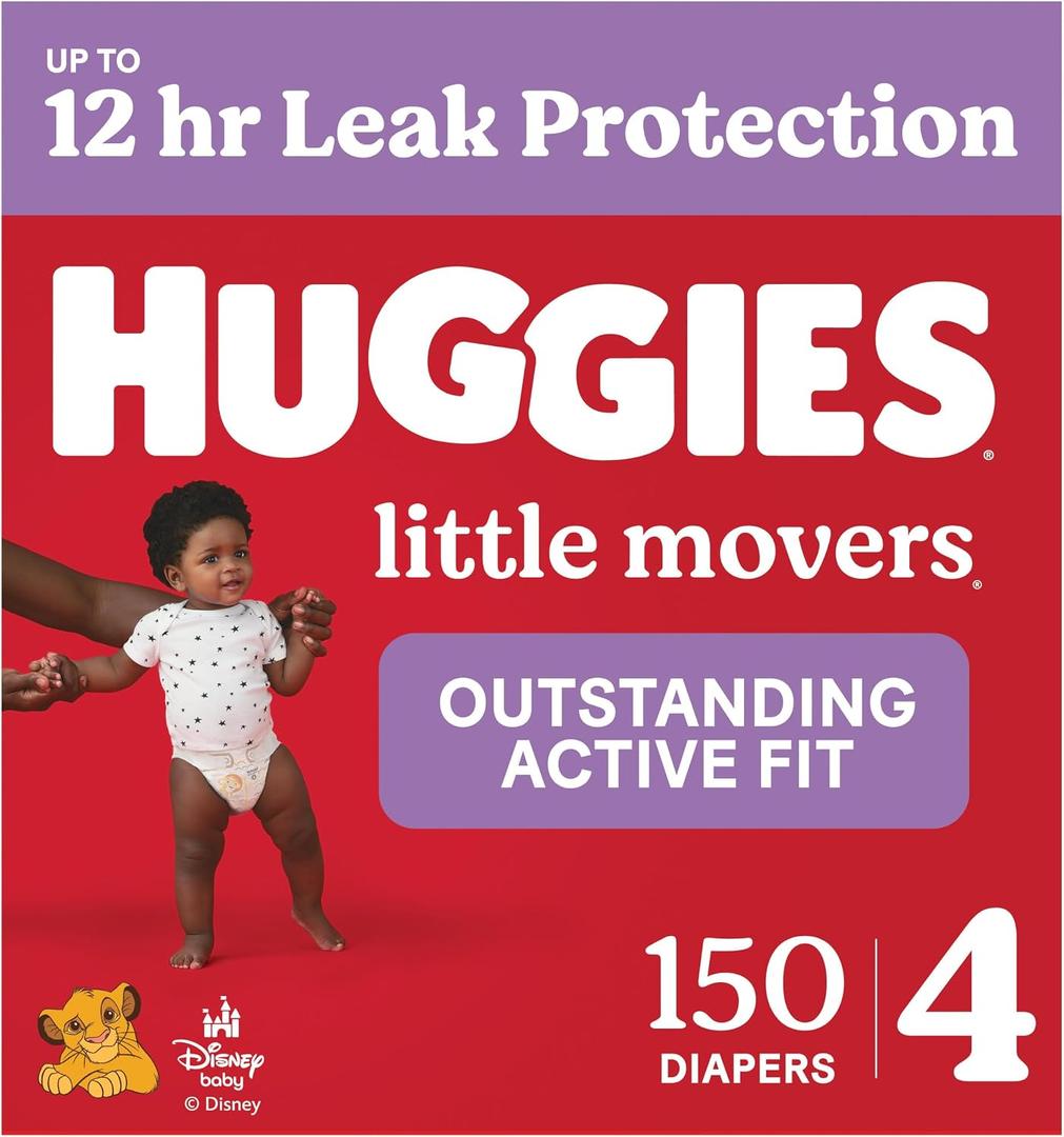 Huggies Little Movers Diapers Size 4, 150 Count (6 Packs of 25)