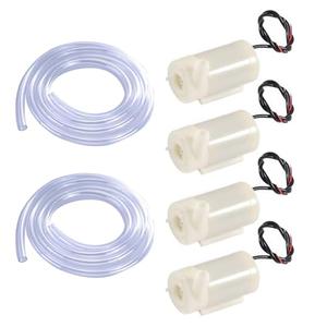 SIPYTOPF 4Pcs DC 3-5V Micro Submersible Mini Water Pump with 2pcs Clear Vinyl Tubing Flexible PVC Tubing(1M) for Aquariums Fish Tank Pond Fountain Hydroponics Garden (4pcs White Pump+2 Tube), Missing Parts, 3 Water Pump Only