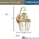 Generation Lighting 8067-02 Lancaster Traditional One - Light Outdoor Wall Lantern Outside Fixture, Polished Brass Finish, 100 Total Watts, 14 Inch Height, 7.75 Inch Wide