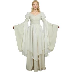 daizbella Medieval Renaissance Dress Fairy Elf Dress Retro Cinched Waist Medieval Costume, Medium