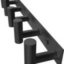 PMMASTO Coat Rack Wall Mounted, 5 "T Shaped Wall Hooks for Hanging, Heavy Duty Stainless Steel Coat Hook Rail for Hat Towel Robes in Bathroom Kitchen Mudroom Entryway (Black, 1 Pack)
