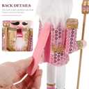 Pink Nutcracker Christmas Decor:12Inch Nutcracker Ornament King Soldier Figures Traditional Wooden Christmas Decorations for Shelves and Tables Tabletop Indoor Collectible Ornament