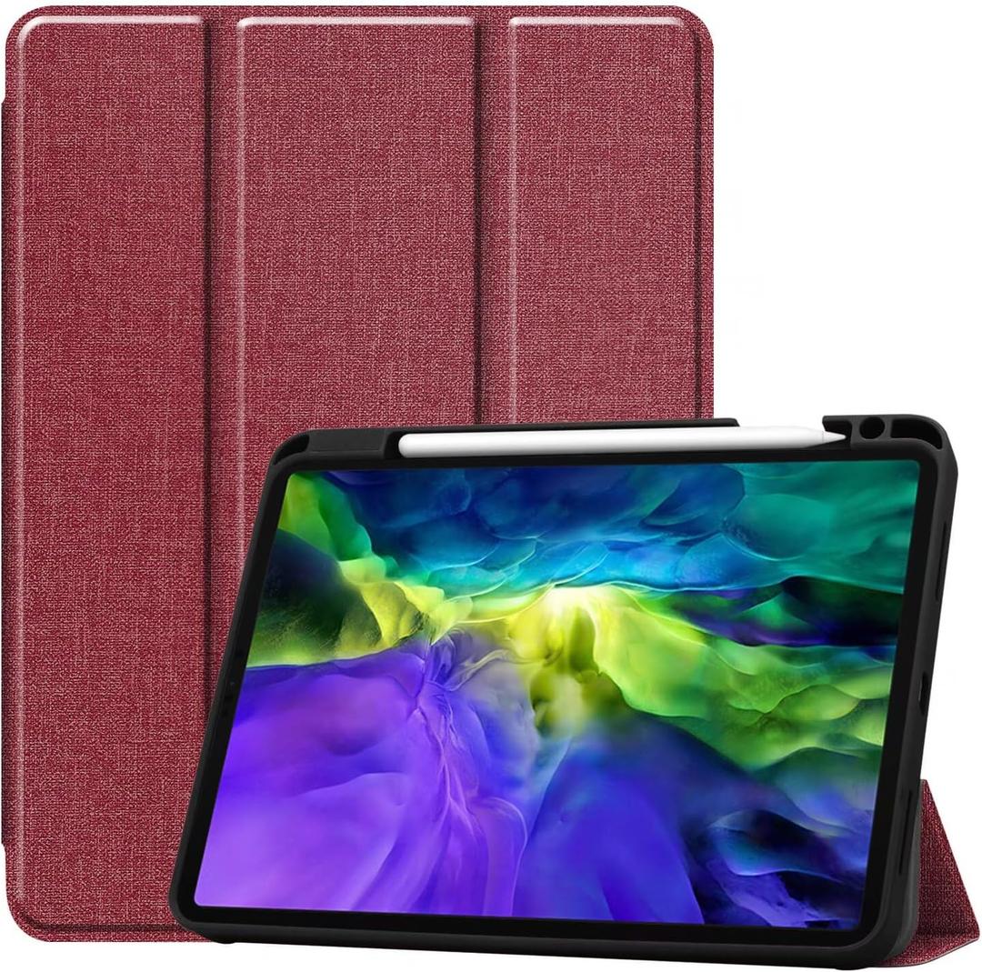 Tablet Cover for Apple iPad Pro 11 1st 2nd 3rd 4th(2018 2020 2021 2022 Release),Folio Stand Lightweight Sleep/Wake Up Leather Case for Apple iPad Pro 11 Gen 1 2 3 4 11" (JTPU-Dark Red)