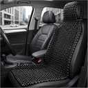 Natural Wood Beaded Seat Cover, Breathable & Cool Car Front Seat Massaging Cushion Mat, Universal Auto Seats Cooling Cushion Keeps Back from Getting Sweaty While Driving (Black)