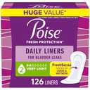 Poise Daily Liners, Incontinence Panty Liners, 2 Drop Very Light Absorbency, Regular Length, 126 Count of Pantiliners, Packaging May Vary