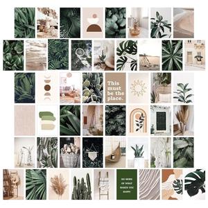 Jiovbiol Botanical Photo Collage Kit for Wall Aesthetic Pictures 50 Set 4x6 Inch,Vintage Wall Decor,Bedroom Decor for Teen Girls,Fresh And Nature Wall Art 2 set