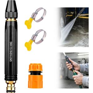 Home High-Pressure Car Wash Water Gun with Booster Nozzle, Powerful High-Pressure Water Gun for Car Cleaning, Garden Hose Pressure Booster, 3 Adjustable (1Set)