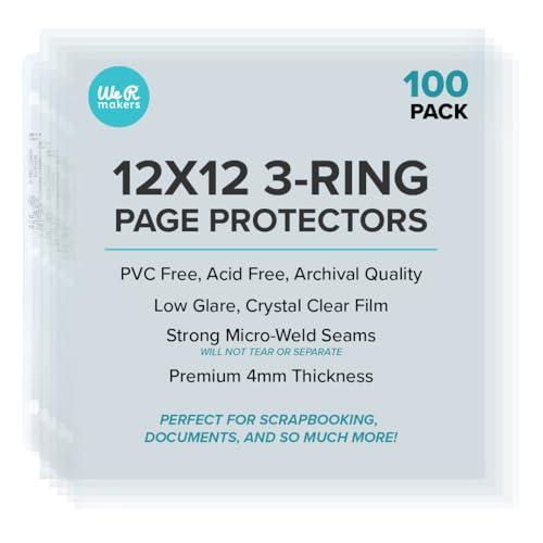 We R Memory Keepers 12x12 Page Protector Sleeve Set Includes 100 Pages, Non-Glare, Compatible with Most 3 Ring Albums, Perfect for Scrapbooking & More
