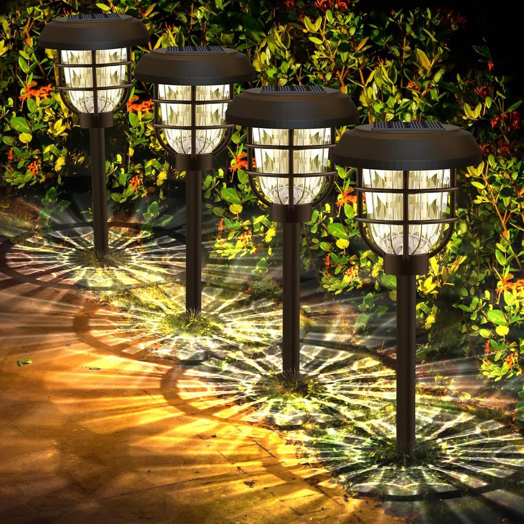 pearlstar Upgraded Solar Lights Outdoor Waterproof, 1000mAh Super Bright Solar Pathway Lights 8 Pack, Large Landscape Path Lights for Garden Lawn Walkway Driveway