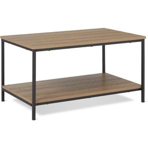 Amazon Basics Rectangular Coffee Table with Bottom Shelf, Living Room Center Table, Wooden, 19.9" D x 31.5" W x 16.5" H (Oak)