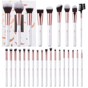 DUcare Makeup Brush Set Professional 27Pcs Makeup Brushes Premium Synthetic Kabuki Foundation Blending Face Powder Blush Concealers Eye Shadows Make Up Brushes Kit White