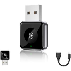 Wireless CarPlay Adapter for Apple iPhone - Upgraded Mini Design, USB/USB-C Plug & Play Converts Wired Connection - Compatible with iOS 10+ & Factory CarPlay Cars (Style 1)