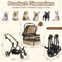 Foldable Double Pet Stroller for 2 Small Medium Cats Dogs, Lightweight Single and Double Integrated Pet Stroller with Detachable Carriers
