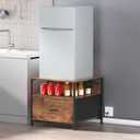 Unionly 180 lb Mini fridge Table with Drawer fridge Shelf, Smal fridge cabinet with storage,Heavy Duty Mini Fridge Standwith Charging Station, 4 Adjustable Feet for Home Kitchen Rustic Brown, 19.69"D x 19.69"W x 17.72"H