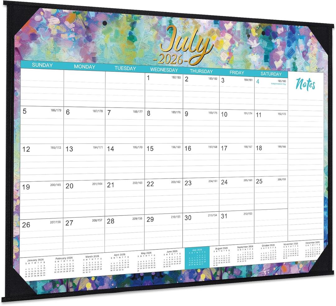 2026-2027 Desk Calendar - Large Desk Calendar 2026-2027, Jul 2026 - Dec 2027, 22" x 17", 26-27 Calendar Large 18 Months with Corner Protectors + Large Ruled Blocks, Desk Pad, To-Do List & Notes