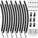 6 Pcs Trampoline Curved Poles with Plastic Tube Cap, Foam Tubes Padding, Mounting Hardware, 10-16FT(10',12',14',15',16') Pumpkin Trampoline Bent Pole Replacement Parts
