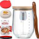 1 L (34 oz) Sourdough Starter Jar Kit, Wide Mouth Potbelly Crock - Glass Sour Dough Starter Bread Jar Set - Sourdough Baking Supplies - Sour Dough Bread Accessories Gifts for Sourdough Lovers