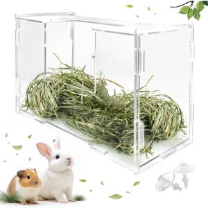 Rabbit Hay Feeder with Lid, Hanging Food Dispenser for Rabbit, Guinea Pig, Bunny, Chinchilla, 106oz Large Capacity 1pack (Small)