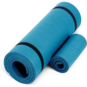 CAP Barbell High Density Exercise Yoga Mat with strap and Knee Pad 71"x24"x1/2" - TEAL