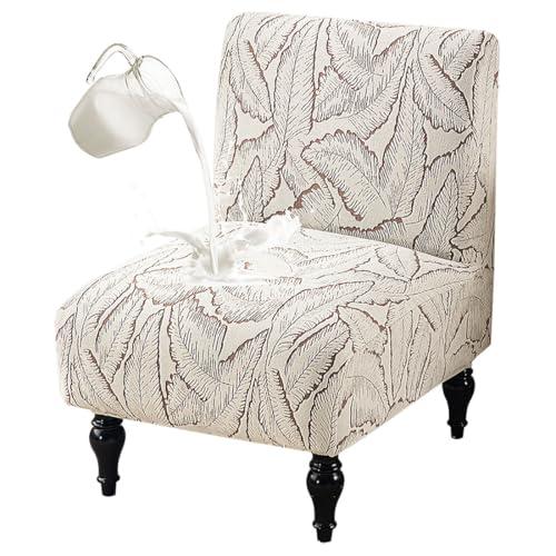 Buenanir Armless Accent Chair Cover Stretch Jacquard Accent Chair Slipcover for Slipper Chair Without Arms Printed Armless Chair Furniture Protector Covers for Living Dining Room Hotel Brown