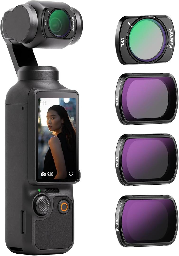 NEEWER HD CPL ND16 ND64 ND256 Filter Kit Compatible with DJI Osmo Pocket 3 / Pocket 4 / Xtra Muse, Magnetic Gimbal Action Camera Neutral Density Polarizing Filter Accessories Kit