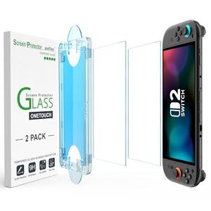 amFilm Auto-Alignment OneTouch for Nintendo Switch 2 Screen Protector 7.9'' 2025 Tempered Glass, Accessories, 30 seconds Installation, Bubble Free, Anti-Scratch, Touch Sensitive, Ultra-Clear, 2Pack