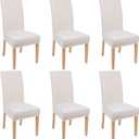 Smiry Velvet Stretch Chair Covers for Dining Room Set of 6, Soft Fit Removable Washable Kitchen Parsons Chair Slipcover Protector, Cream